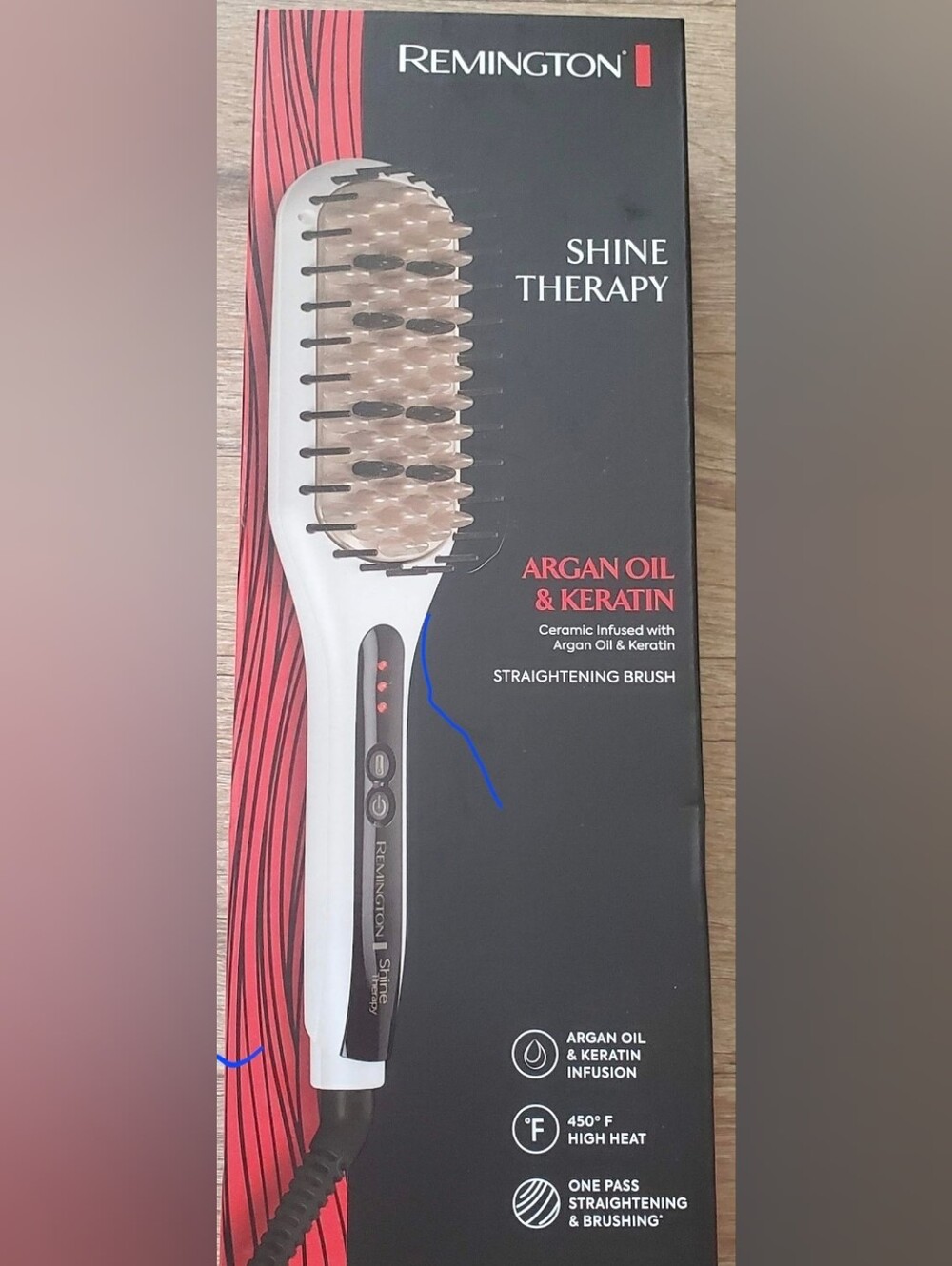 Remington Shine Therapy Argan Oil & Keratin Straightening Brush NWT